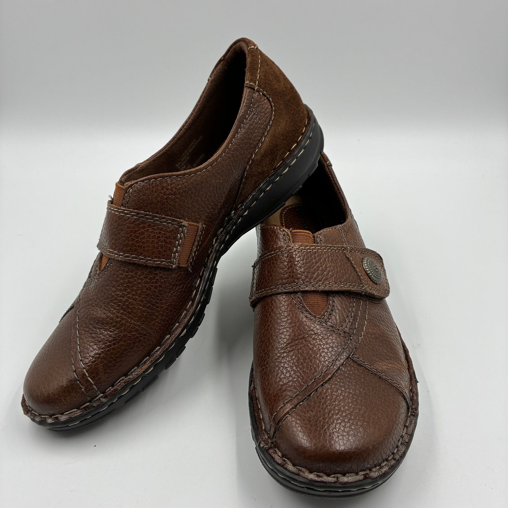 Earth Origins Evelyn Brown Leather Loafers Shoes Womens 9M 2014F Hook Loop Strap - Picture 13 of 16